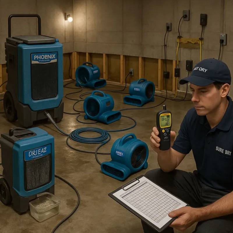 Structural Drying and Dehumidification process in Lockney, TX